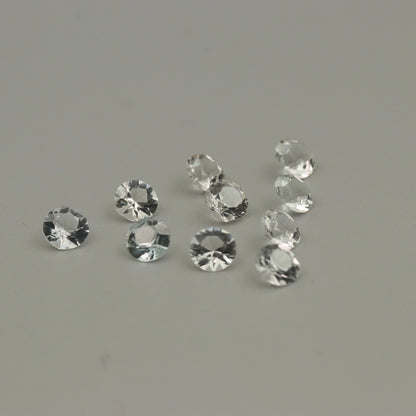 Natural White Topaz – 10 Calibrated Round Gemstones – 5.35 ct Total – 5 mm