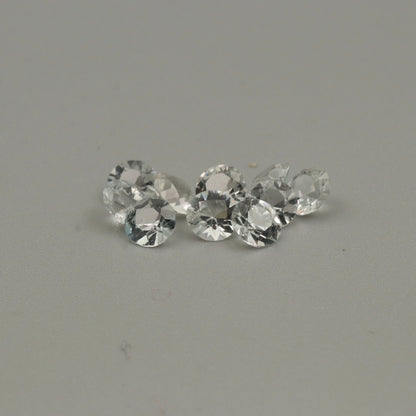 Natural White Topaz – 10 Calibrated Round Gemstones – 5.35 ct Total – 5 mm