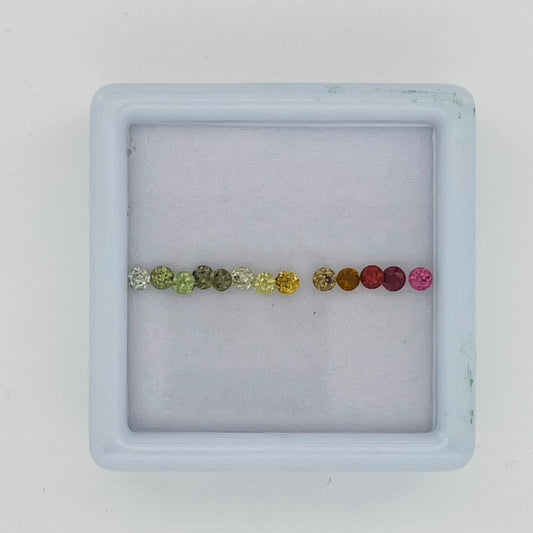 Natural Zircon & Garnet Gemstone Parcel – 13 Calibrated Round Stones – 2.50 mm – 1.45 ct