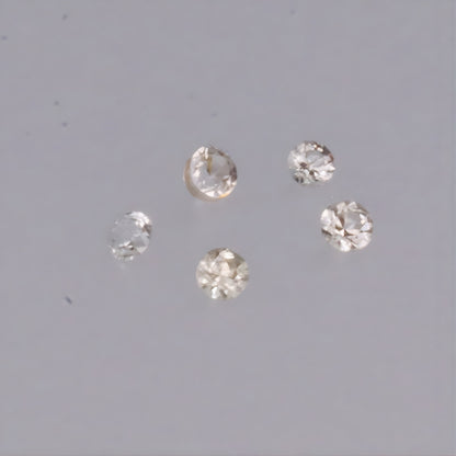 Unheated White Sapphire 1.5 mm – Calibrated Round Cut | Natural Loose Gemstones | Set of 5 Stones