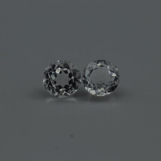 White Topaz Pair – 2.50 ct – Round Cut – Natural – Sri Lanka