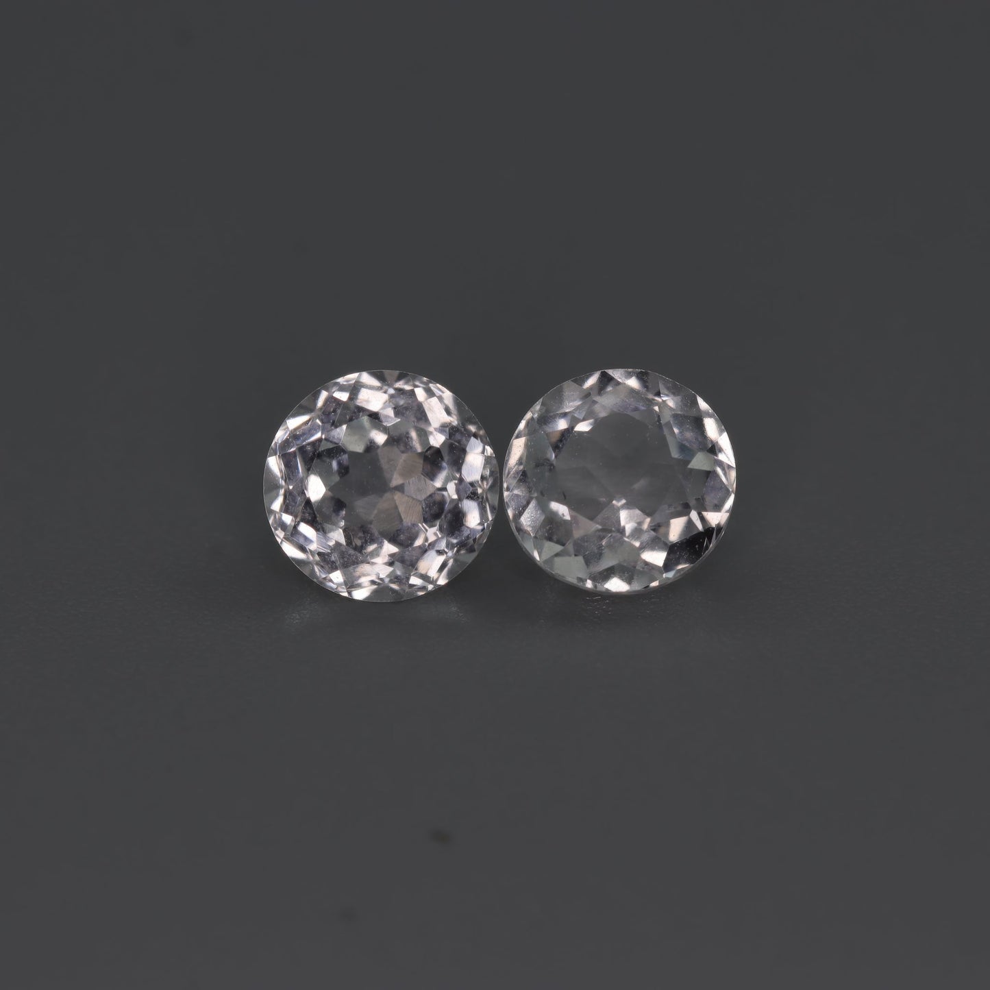 White Topaz Pair – 2.50 ct – Round Cut – Natural – Sri Lanka